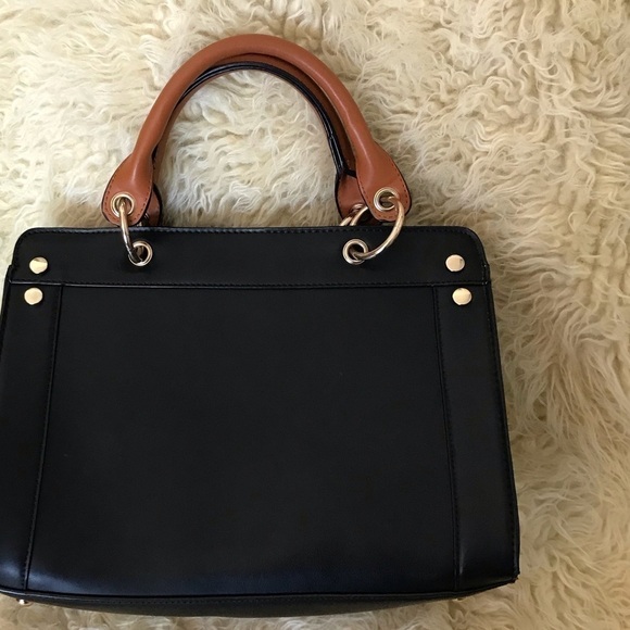 CESCA handbag purse.  Black with brown handles. - Picture 3 of 7